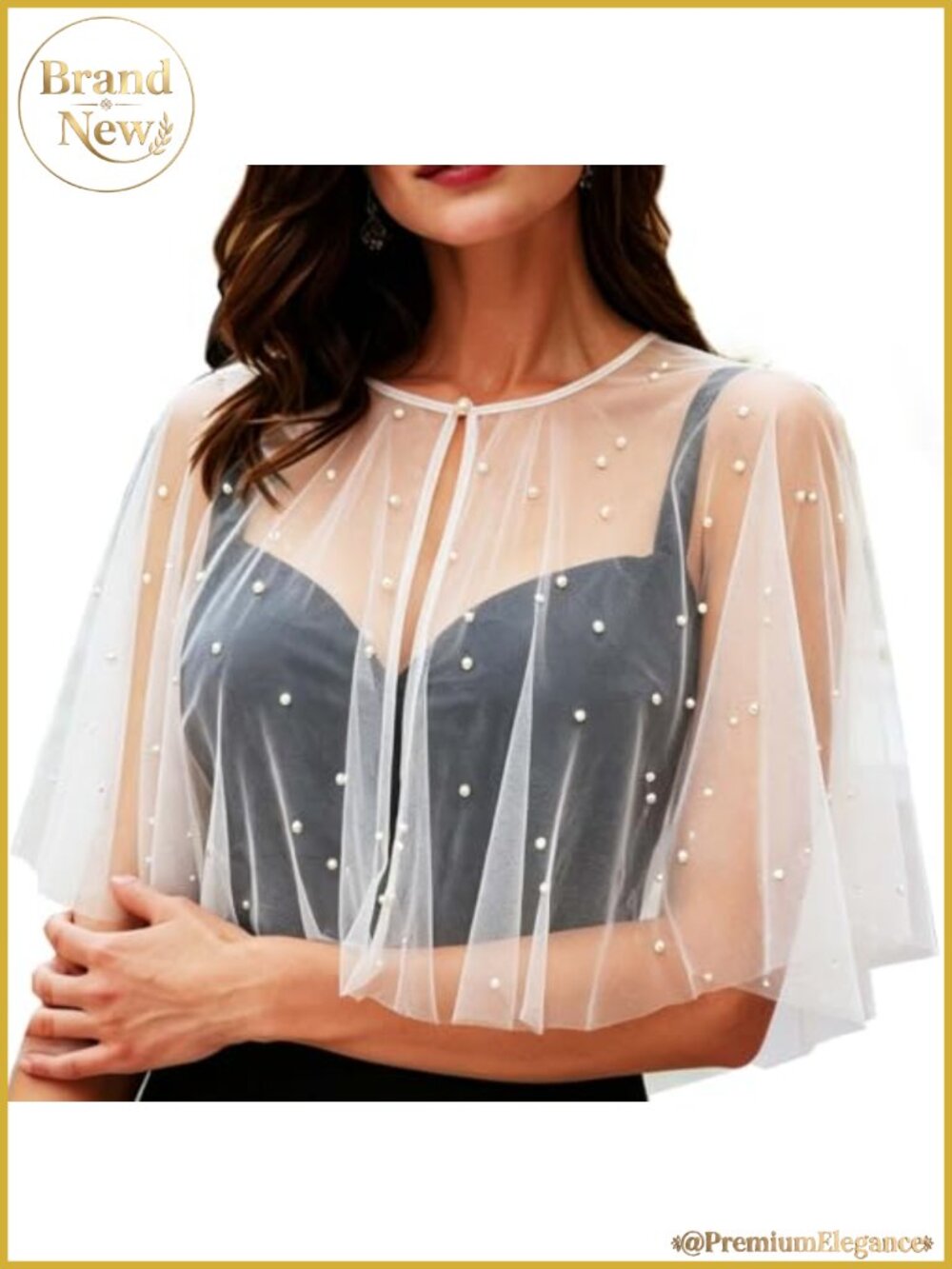 Women's Pearl Lace Shawl Bridal Cape Wedding Wrap